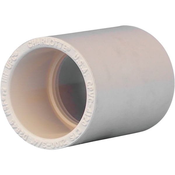 Charlotte Pipe And Foundry 3/4 In. Solvent Weldable CPVC Coupling with Stop CTS 02100 0800HA - main